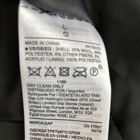 NWOT GAP LARGE Black Wool Blend Over Coat Belt Long Full Length Snaps Lined - Picture 6 of 8